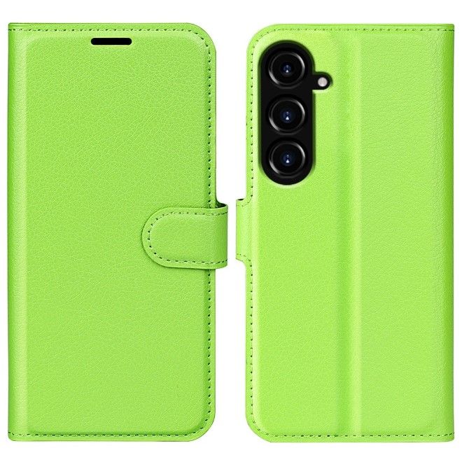Samsung Galaxy S23 FE Handy Hülle - Litchi Leder Bookcover Series - grün