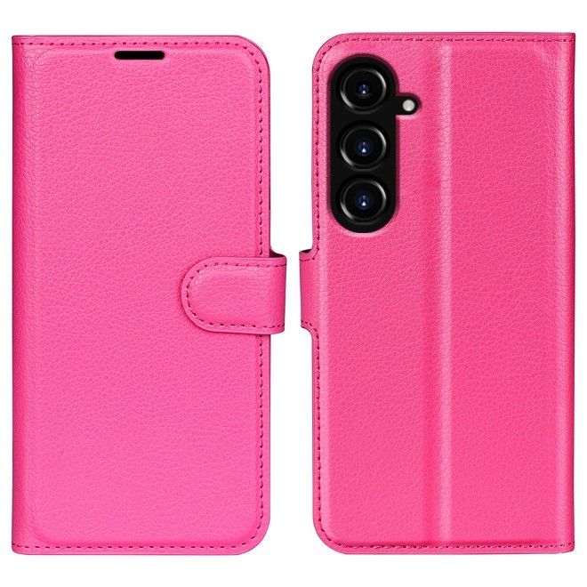 Samsung Galaxy S23 FE Handy Hülle - Litchi Leder Bookcover Series - pink