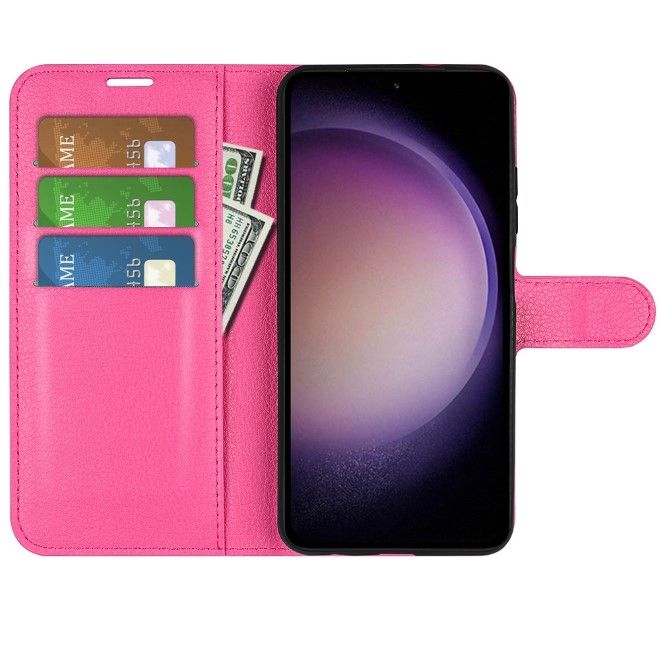 Samsung Galaxy S23 FE Handy Hülle - Litchi Leder Bookcover Series - pink