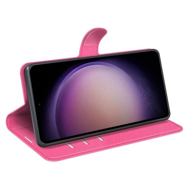 Samsung Galaxy S23 FE Handy Hülle - Litchi Leder Bookcover Series - pink