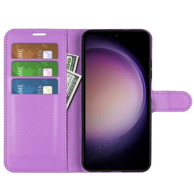 Samsung Galaxy S23 FE Handy Hülle - Litchi Leder Bookcover Series - purpur