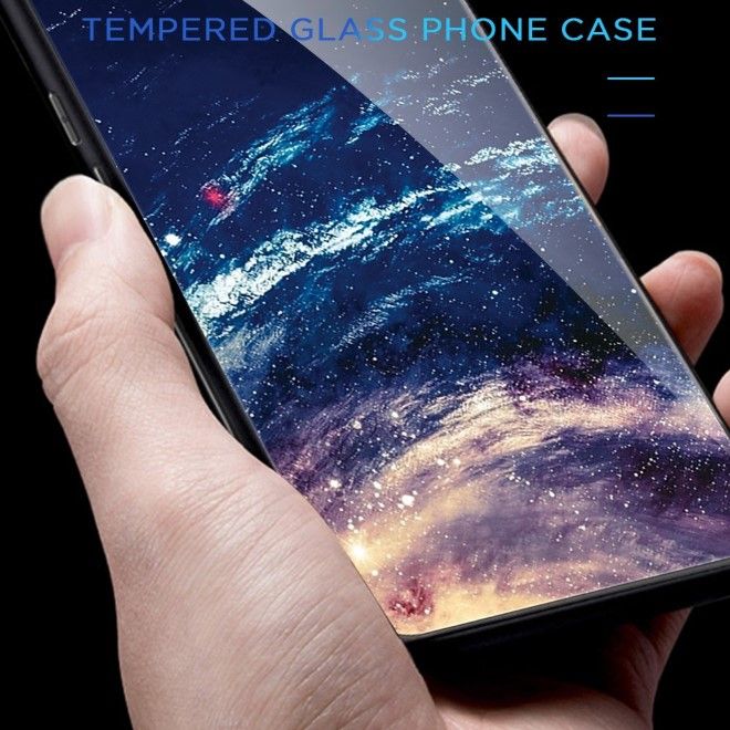 Samsung Galaxy S23 FE Hülle - Gehärtetes Glas Hardcase mit Soft TPU Ränder - Mond