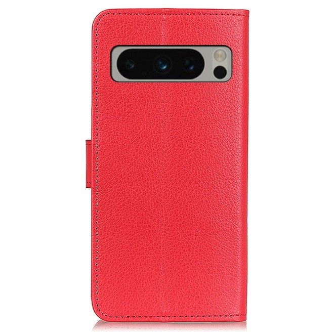 Google Pixel 8 Pro Handy Hülle - Litchi Leder Bookcover Series - rot