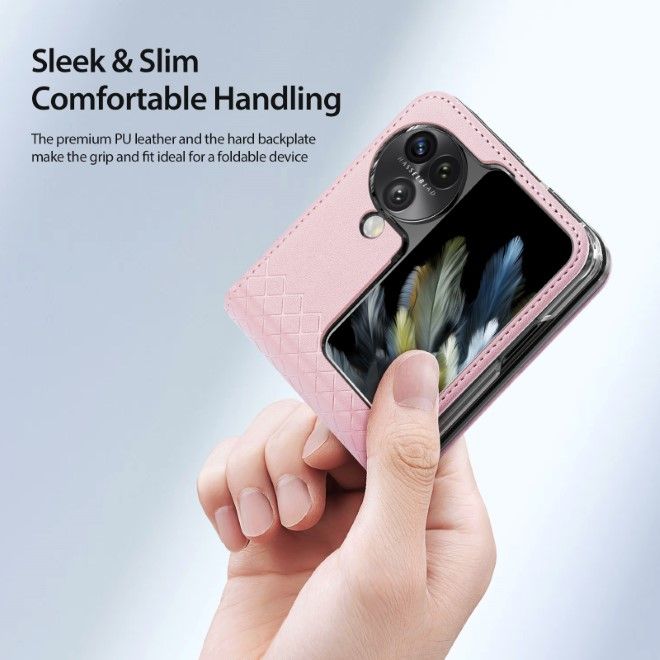 Dux Ducis - Oppo Find N3 Flip Hülle - Leder Case - Bril Series - pink