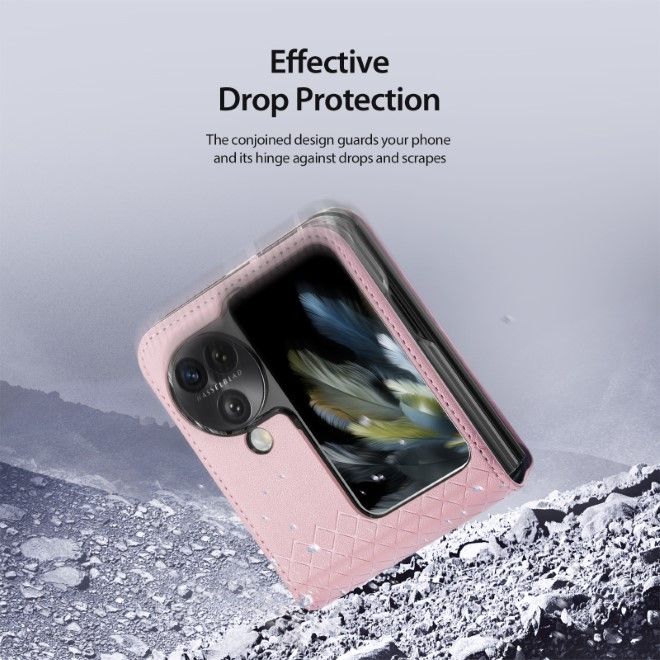 Dux Ducis - Oppo Find N3 Flip Hülle - Leder Case - Bril Series - pink
