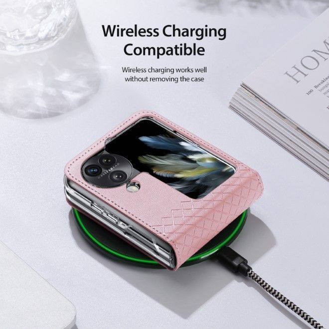 Dux Ducis - Oppo Find N3 Flip Hülle - Leder Case - Bril Series - pink