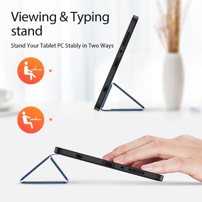 Dux Ducis - Samsung Galaxy Tab A9 Hülle - Leder Smart Flip Case - Domo Series - blau