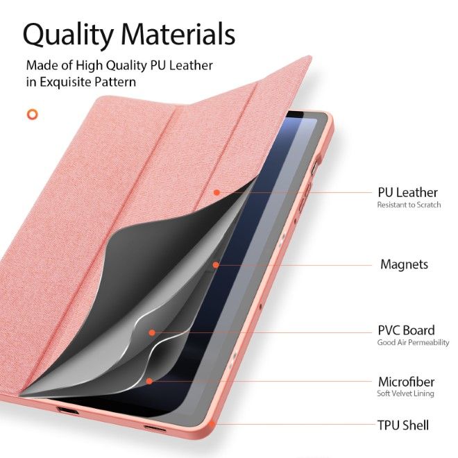 Dux Ducis - Samsung Galaxy Tab S9 FE Hülle - Leder Smart Flip Case - Domo Series - pink