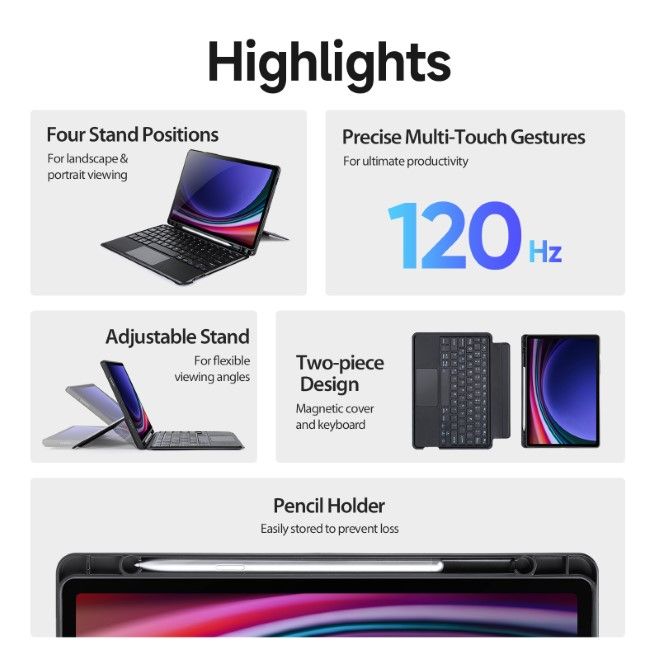 Dux Ducis - Samsung Galaxy Tab S9 (X710/X716B) Tastatur Hülle - Keyboard Case - DK Series - schwarz