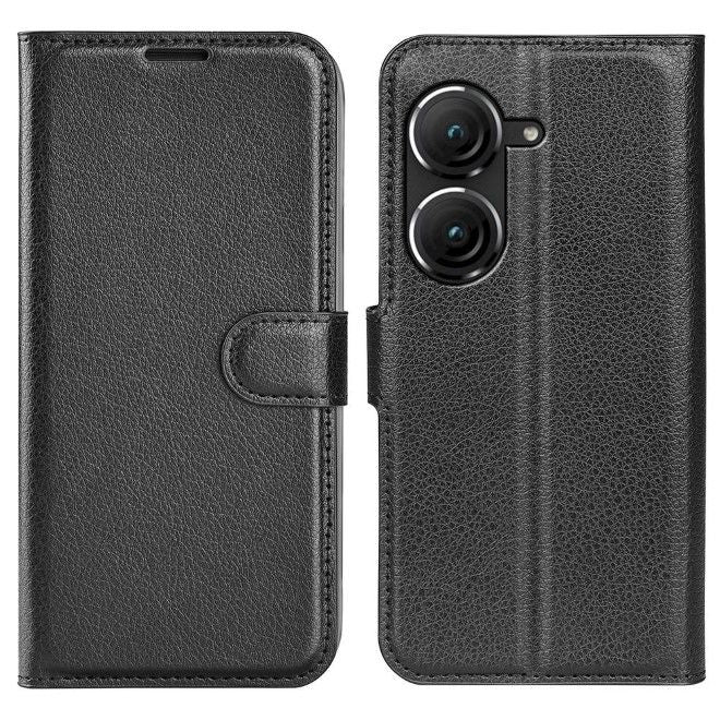 Asus Zenfone 9 5G / 10 5G Handy Hülle - Litchi Leder Bookcover Series - schwarz