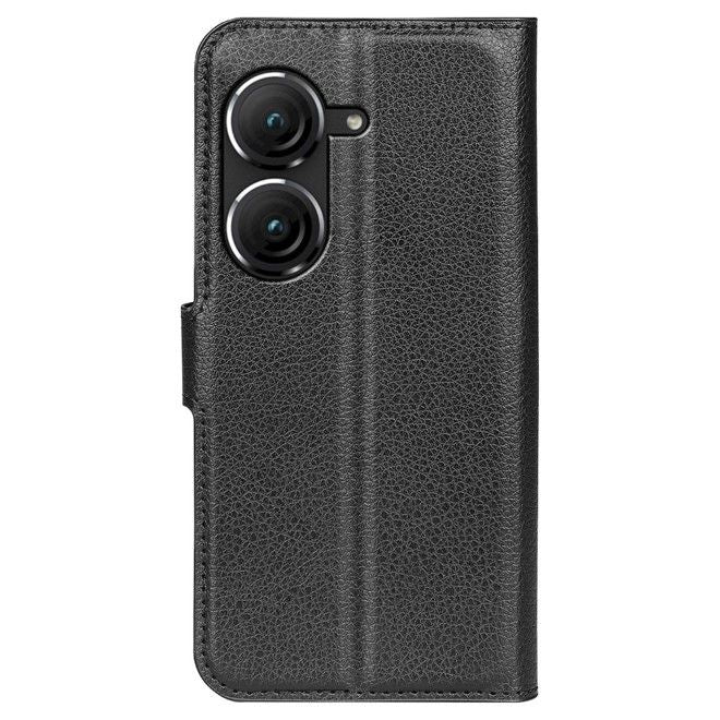 Asus Zenfone 9 5G / 10 5G Handy Hülle - Litchi Leder Bookcover Series - schwarz