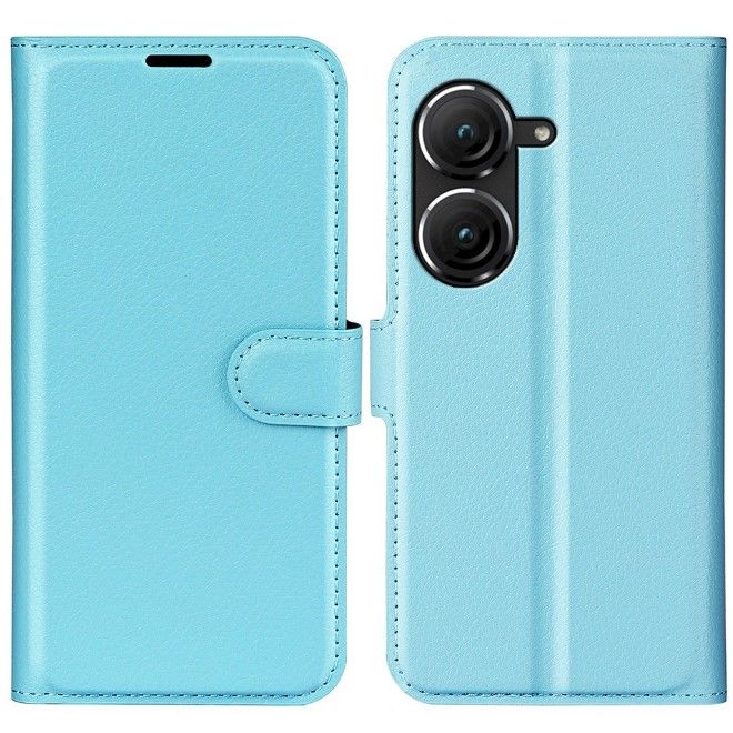 Asus Zenfone 9 5G / 10 5G Handy Hülle - Litchi Leder Bookcover Series - blau