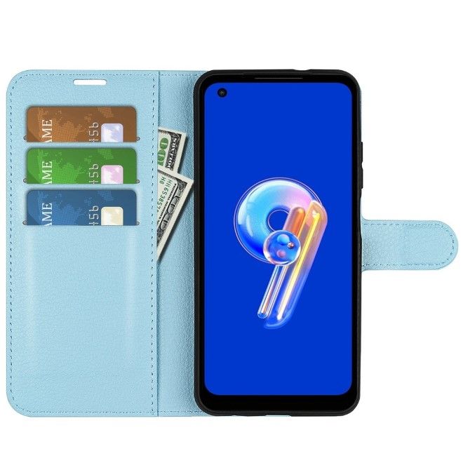 Asus Zenfone 9 5G / 10 5G Handy Hülle - Litchi Leder Bookcover Series - blau