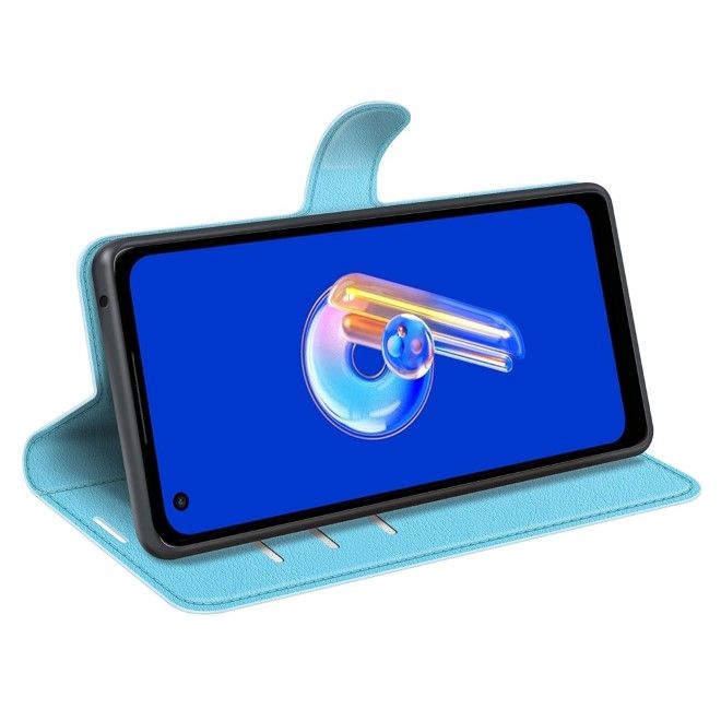 Asus Zenfone 9 5G / 10 5G Handy Hülle - Litchi Leder Bookcover Series - blau