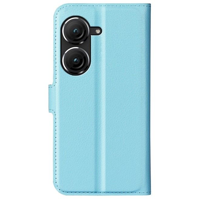 Asus Zenfone 9 5G / 10 5G Handy Hülle - Litchi Leder Bookcover Series - blau