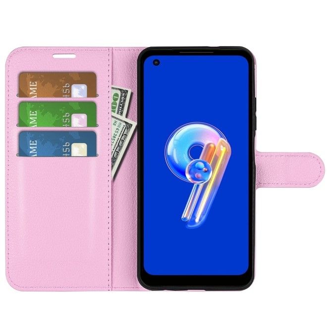 Asus Zenfone 9 5G / 10 5G Handy Hülle - Litchi Leder Bookcover Series - rosa