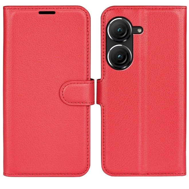 Asus Zenfone 9 5G / 10 5G Handy Hülle - Litchi Leder Bookcover Series - rot
