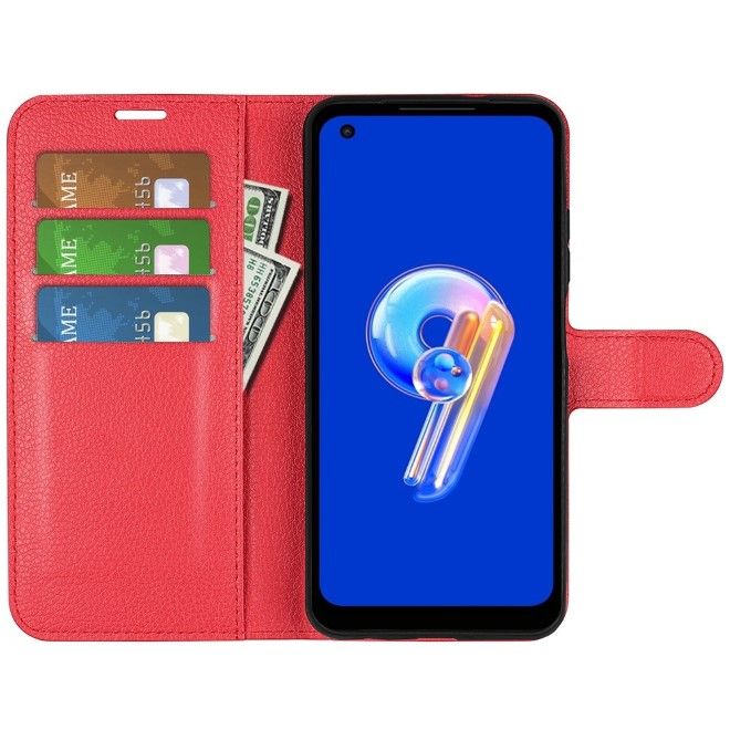 Asus Zenfone 9 5G / 10 5G Handy Hülle - Litchi Leder Bookcover Series - rot