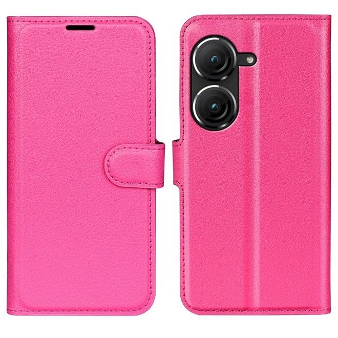 Asus Zenfone 9 5G / 10 5G Handy Hülle - Litchi Leder Bookcover Series - pink