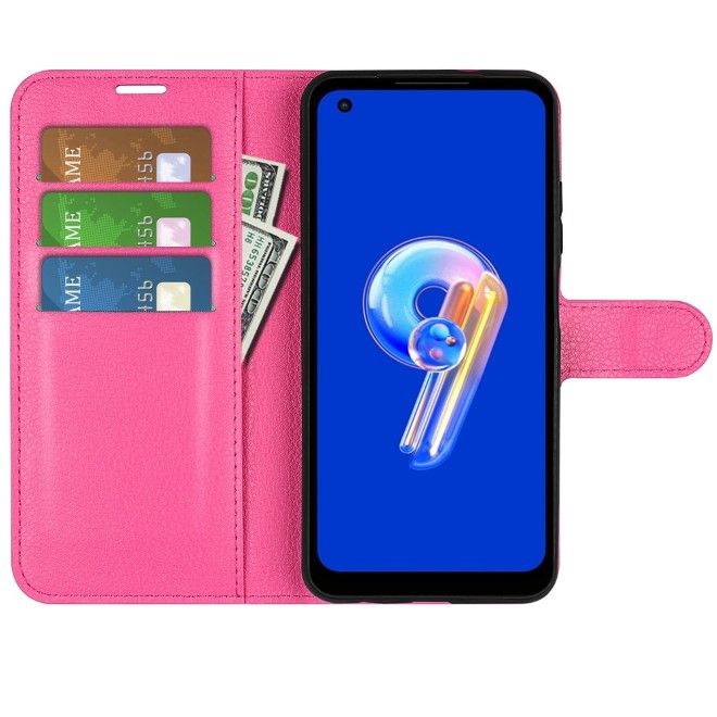 Asus Zenfone 9 5G / 10 5G Handy Hülle - Litchi Leder Bookcover Series - pink