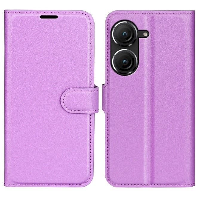 Asus Zenfone 9 5G / 10 5G Handy Hülle - Litchi Leder Bookcover Series - purpur
