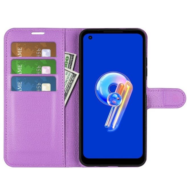 Asus Zenfone 9 5G / 10 5G Handy Hülle - Litchi Leder Bookcover Series - purpur