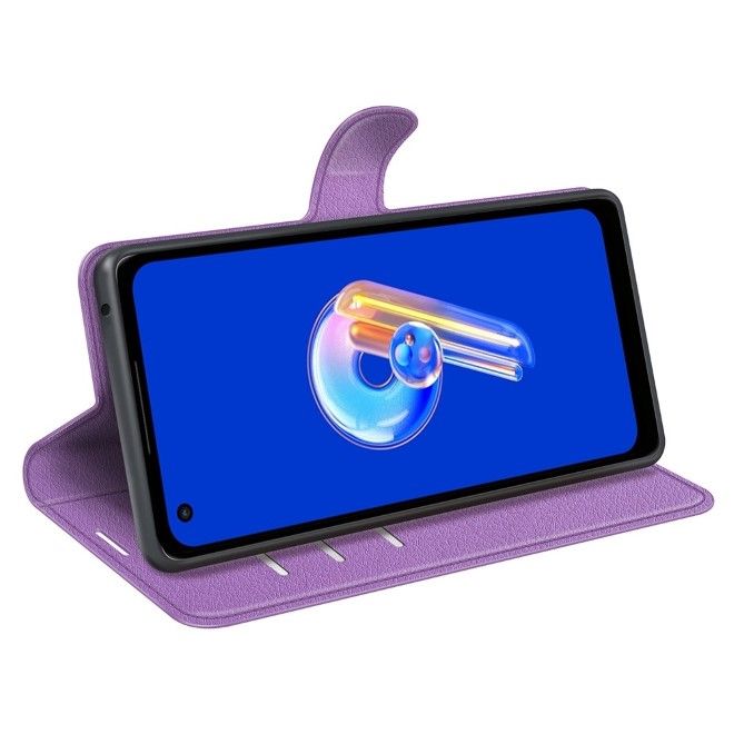 Asus Zenfone 9 5G / 10 5G Handy Hülle - Litchi Leder Bookcover Series - purpur