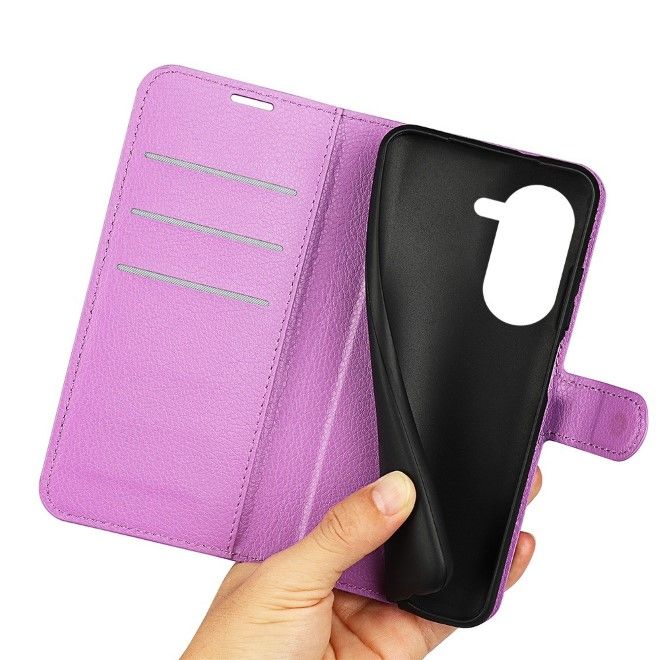 Asus Zenfone 9 5G / 10 5G Handy Hülle - Litchi Leder Bookcover Series - purpur