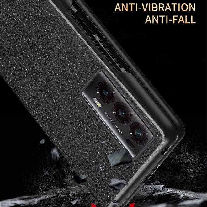 Honor Magic V2 5G Handyhülle - Kunstleder Hardcase - Litchitextur - schwarz