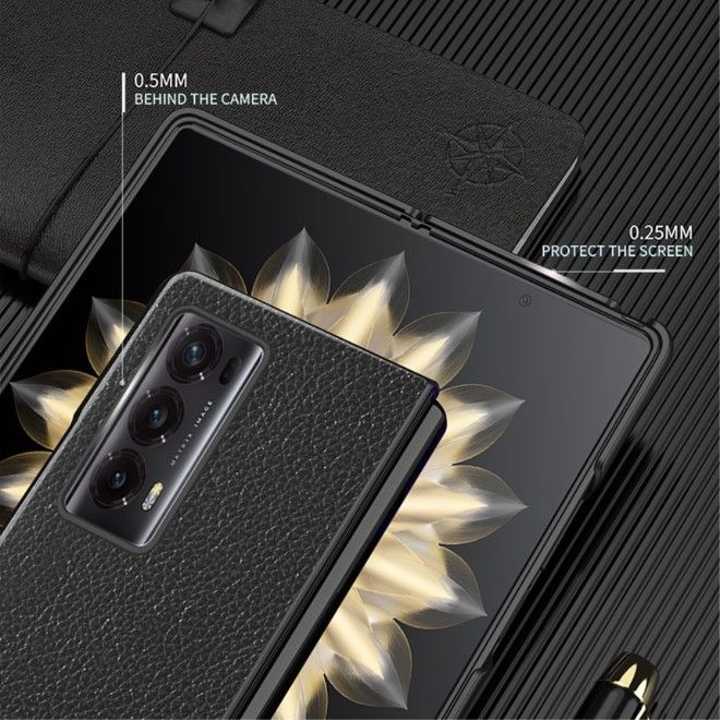 Honor Magic V2 5G Handyhülle - Kunstleder Hardcase - Litchitextur - schwarz