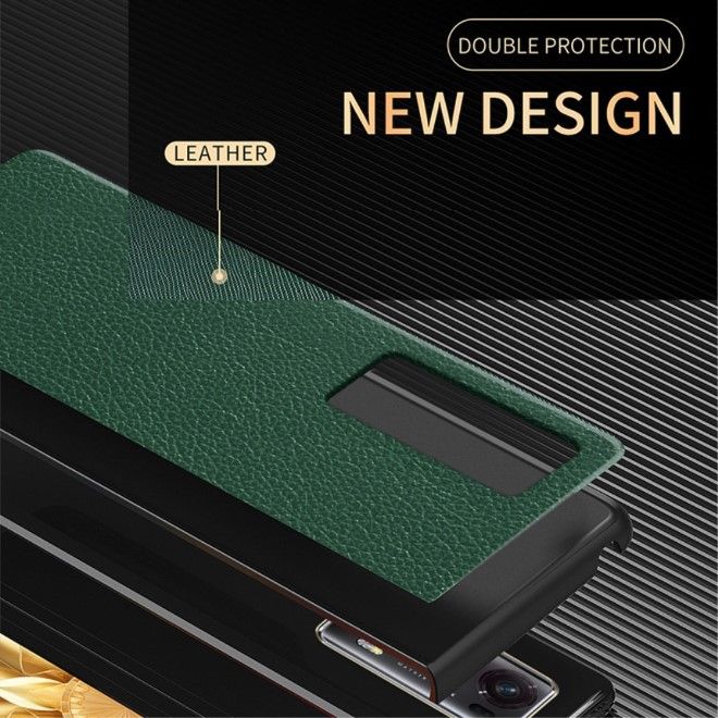 Honor Magic V2 5G Handyhülle - Kunstleder Hardcase - Litchitextur - schwarz