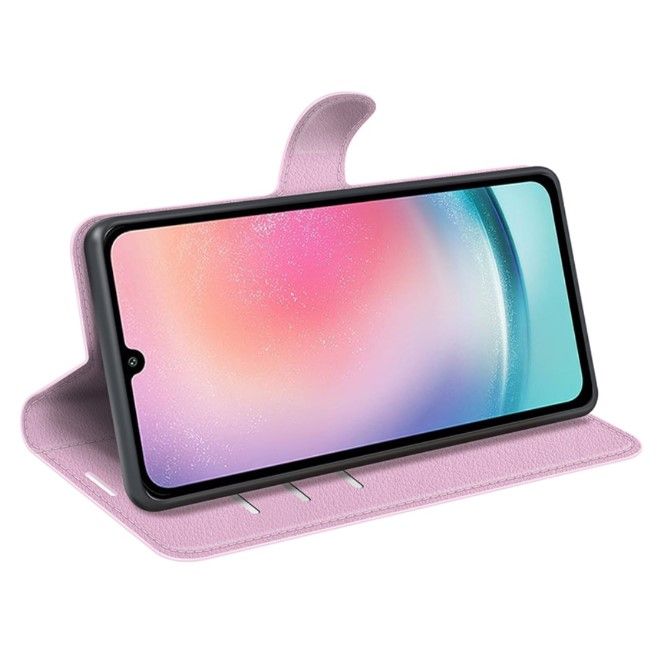 Samsung Galaxy A25 5G Handy Hülle - Litchi Leder Bookcover Series - rosa