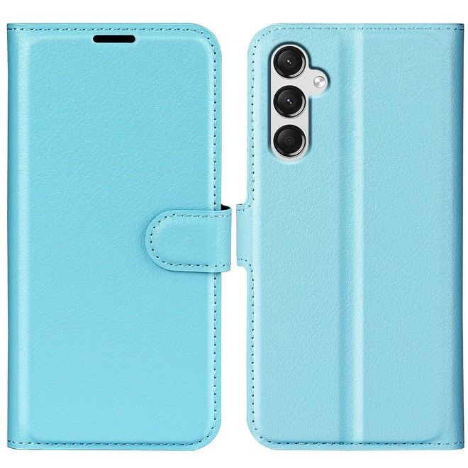 Samsung Galaxy A25 5G Handy Hülle - Litchi Leder Bookcover Series - blau