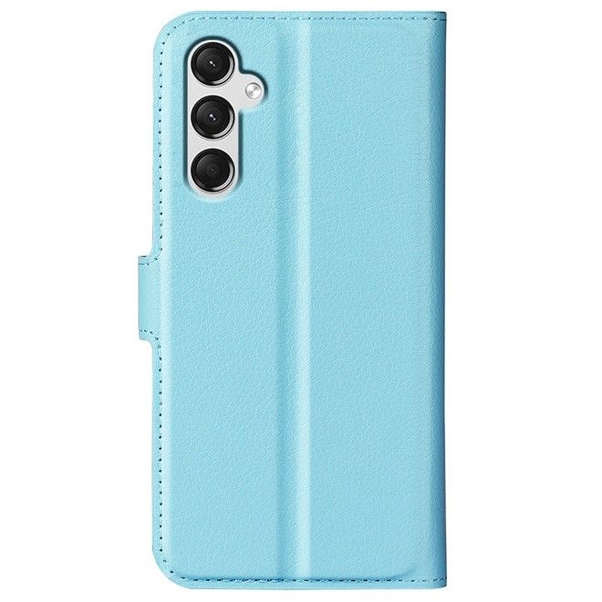 Samsung Galaxy A25 5G Handy Hülle - Litchi Leder Bookcover Series - blau