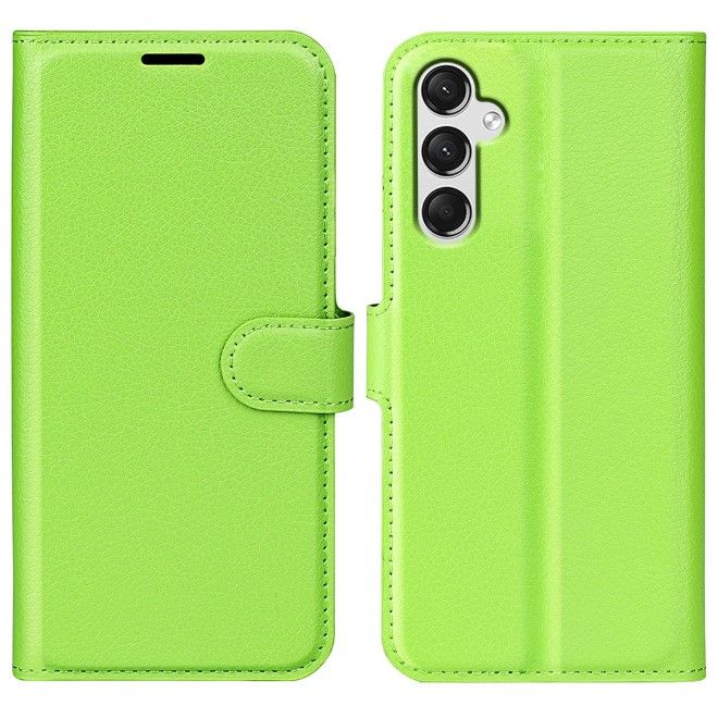 Samsung Galaxy A25 5G Handy Hülle - Litchi Leder Bookcover Series - grün