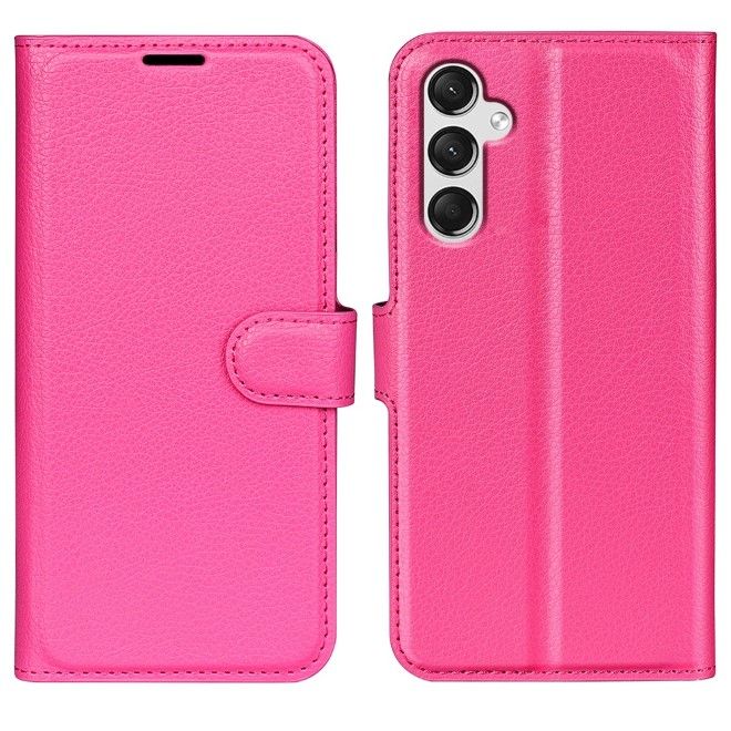 Samsung Galaxy A25 5G Handy Hülle - Litchi Leder Bookcover Series - pink
