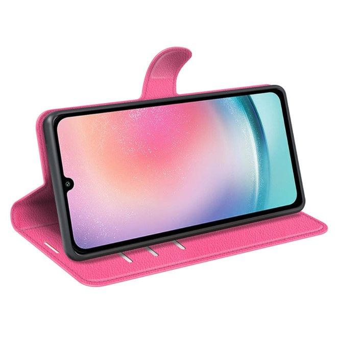 Samsung Galaxy A25 5G Handy Hülle - Litchi Leder Bookcover Series - pink