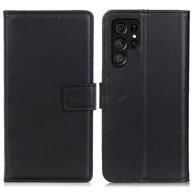 Samsung Galaxy S24 Ultra Handy Hülle - Classic II Leder Bookcover Series - schwarz