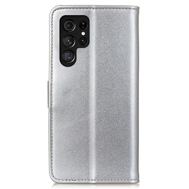Samsung Galaxy S24 Ultra Handy Hülle - Classic II Leder Bookcover Series - silber
