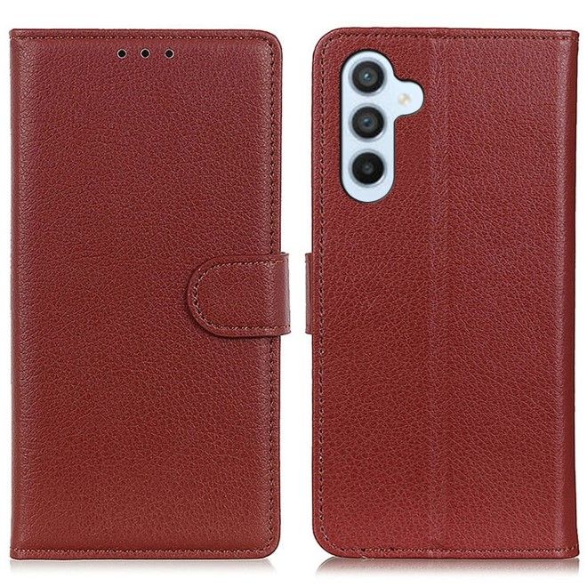 Samsung Galaxy S24+ Handy Hülle - Litchi Leder Bookcover Series - braun