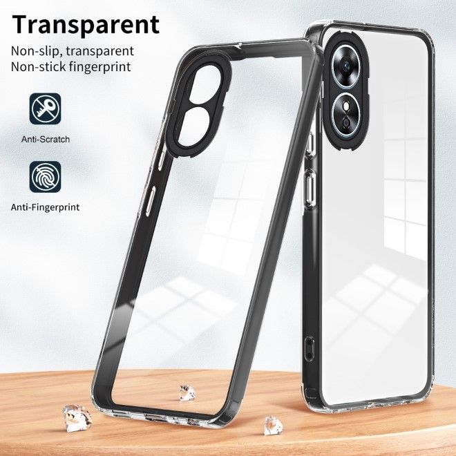 Oppo A98 5G Handyhülle - TPU und PC Hardcase Hülle - transparent/schwarz