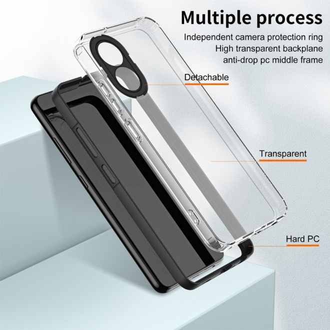 Oppo A98 5G Handyhülle - TPU und PC Hardcase Hülle - transparent/schwarz