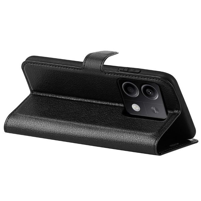Xiaomi Redmi Note 13 5G Handy Hülle - Litchi Leder Bookcover Series - schwarz