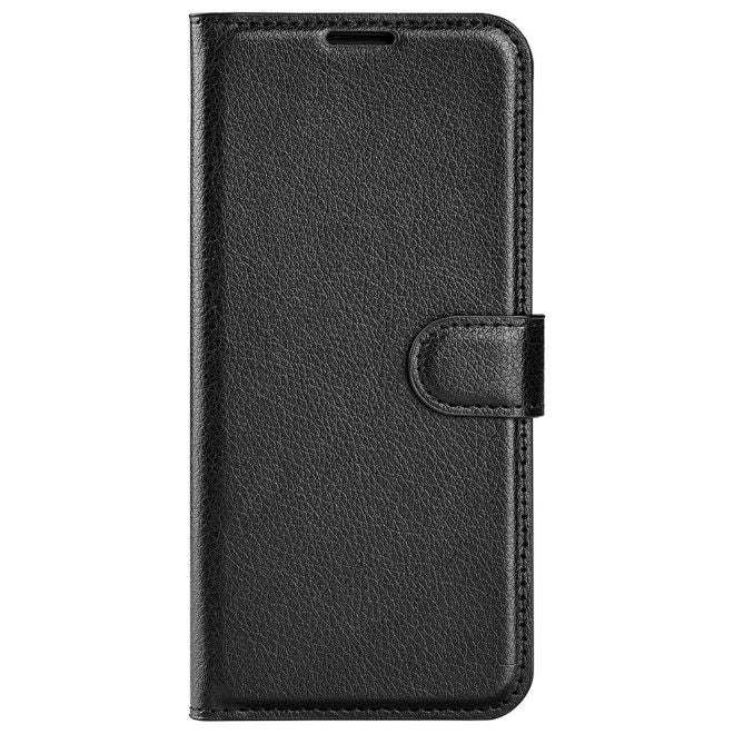Xiaomi Redmi Note 13 5G Handy Hülle - Litchi Leder Bookcover Series - schwarz