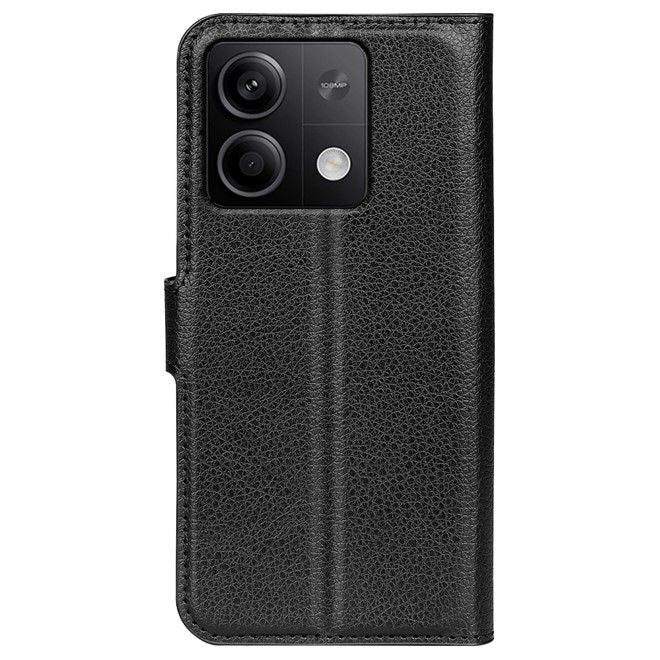 Xiaomi Redmi Note 13 5G Handy Hülle - Litchi Leder Bookcover Series - schwarz
