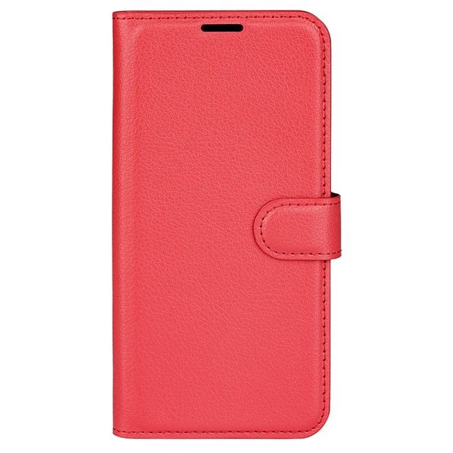 Xiaomi Redmi Note 13 5G Handy Hülle - Litchi Leder Bookcover Series - rot