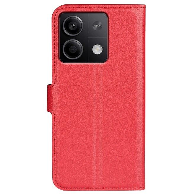 Xiaomi Redmi Note 13 5G Handy Hülle - Litchi Leder Bookcover Series - rot