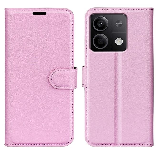 Xiaomi Redmi Note 13 5G Handy Hülle - Litchi Leder Bookcover Series - rosa