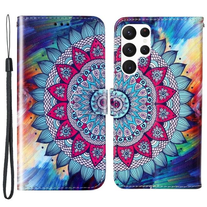 Samsung Galaxy S24 Ultra Handy Hülle - Leder Bookcover Image Series - Mandala Blume