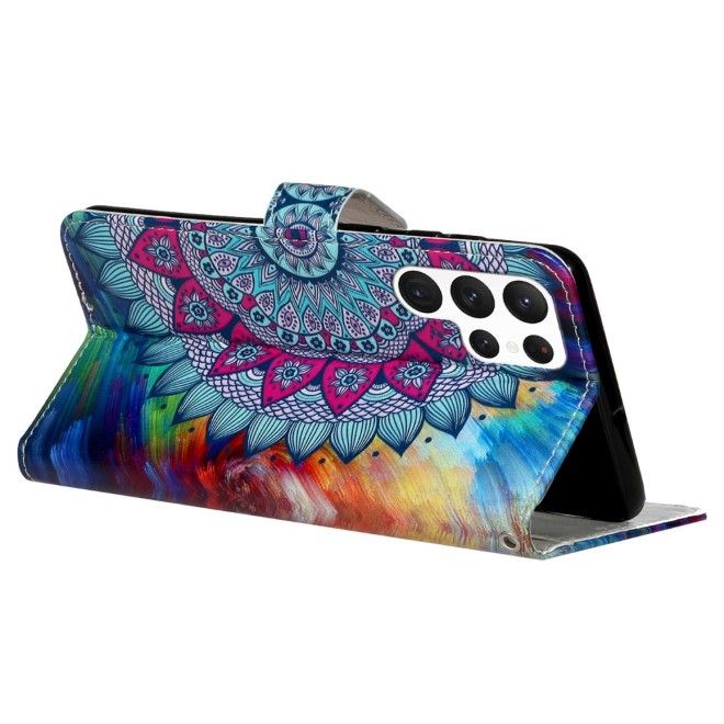 Samsung Galaxy S24 Ultra Handy Hülle - Leder Bookcover Image Series - Mandala Blume